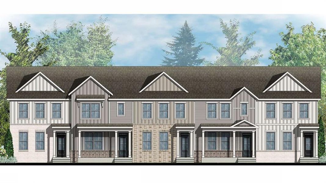 Exterior rendering of this home design in Waypoint, Flowery Branch, GA (Image 1). Exterior rendering of this home design in Waypoint, Flowery Branch, GA (Image 1).