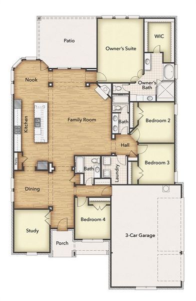 2D floor plan layout of this home in Vista Oaks Estates, Royse City, TX (Image 3).