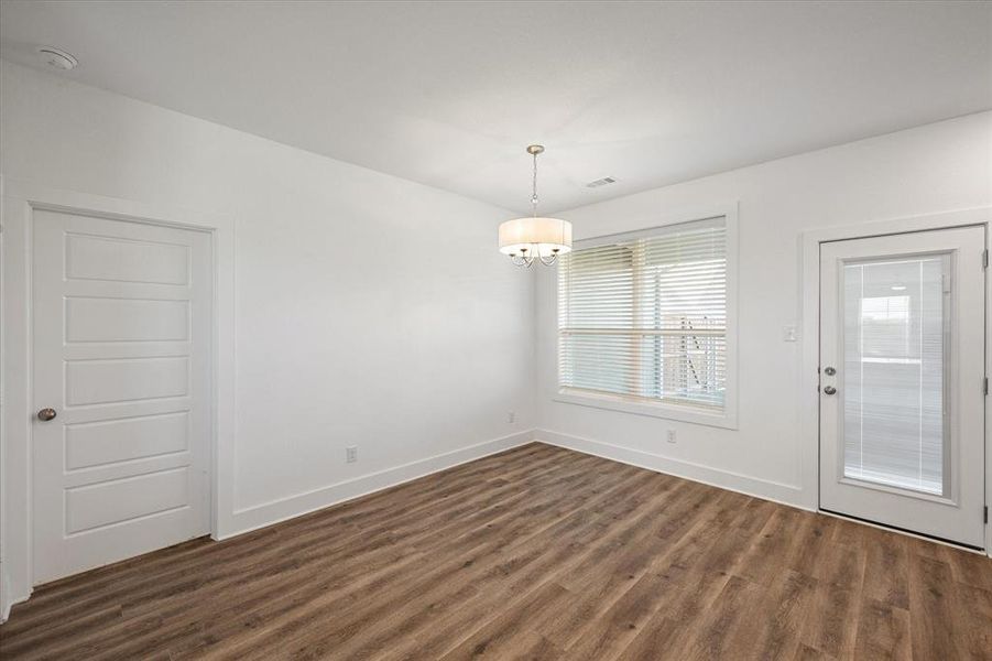 Dining area with decorative lighting