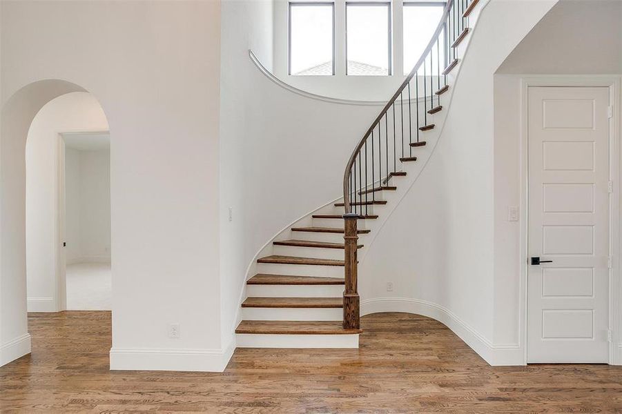 Stairs with wood-type flooring