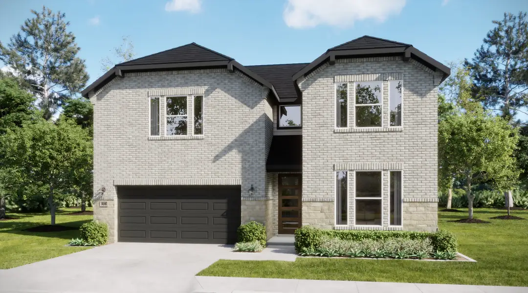 Representative exterior photo of a completed home built from the Beacon by Risewell Homes in Hunters Ridge, Crowley, TX (Image 3).
