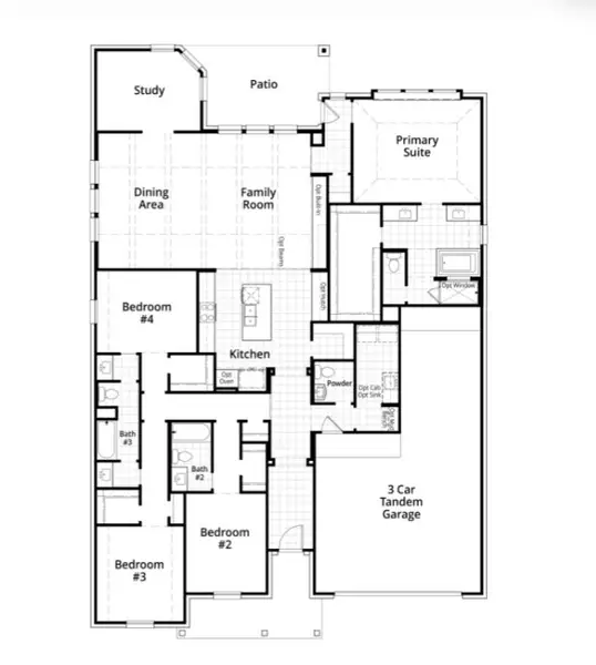 2D floor plan layout for the Appleton Plan by Highland Homes in Mosaic: Artisan Series - 60ft Lots, Prosper, TX (Image 3). 2D floor plan layout for the Appleton Plan by Highland Homes in Mosaic: Artisan Series - 60ft Lots, Prosper, TX (Image 3).