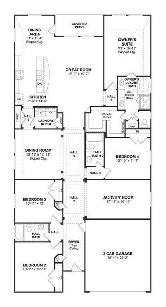 2D floor plan layout for the Willard II by K. Hovnanian® Homes in Oakwood Estates, Waller, TX (Image 3). 2D floor plan layout for the Willard II by K. Hovnanian® Homes in Oakwood Estates, Waller, TX (Image 3).