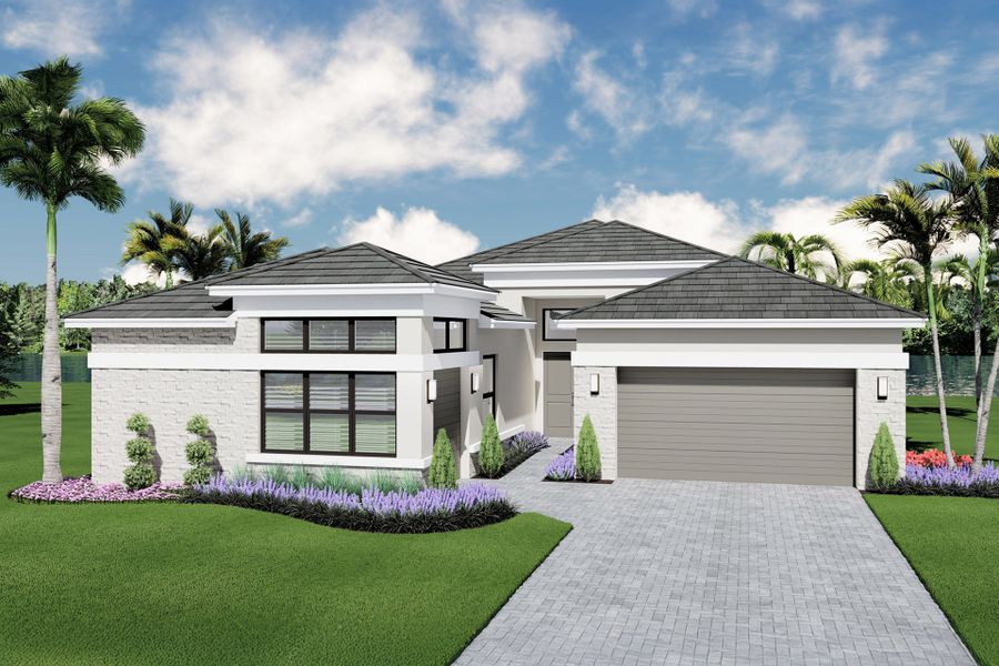 Representative exterior photo of a completed home built from the Alexandra IV by GL Homes in Valencia Del Mar (55+), Boynton Beach, FL (Image 2).