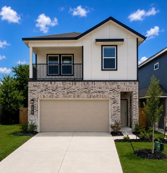 Front exterior of a new home in Eagle Landing, Houston, TX, highlighting curb appeal (Image 1). Front exterior of a new home in Eagle Landing, Houston, TX, highlighting curb appeal (Image 1).