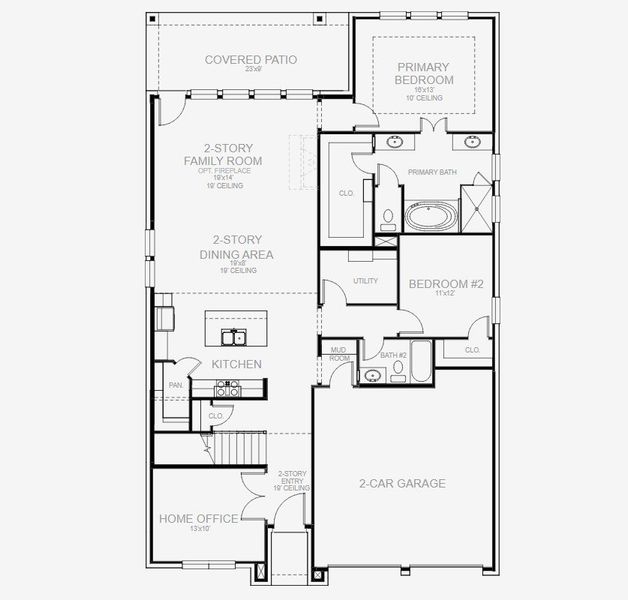 2D floor plan layout for the 2595W by Perry Homes in Bridgeland Central 50', Cypress, TX (Image 3). 2D floor plan layout for the 2595W by Perry Homes in Bridgeland Central 50', Cypress, TX (Image 3).