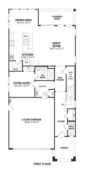 2D floor plan layout for the Hampton by K. Hovnanian® Homes in Sheffield Place, Gilbert, AZ (Image 3).