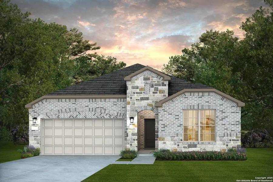 Front exterior of a new home in Dove Song, Marion, TX, highlighting curb appeal (Image 1). Front exterior of a new home in Dove Song, Marion, TX, highlighting curb appeal (Image 1).