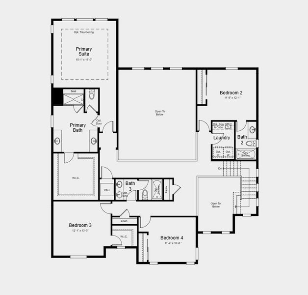 2D floor plan layout for the Keystone II by Taylor Morrison in Hillside at Crystal Valley Destination Collection, Castle Rock, CO (Image 4). 2D floor plan layout for the Keystone II by Taylor Morrison in Hillside at Crystal Valley Destination Collection, Castle Rock, CO (Image 4).