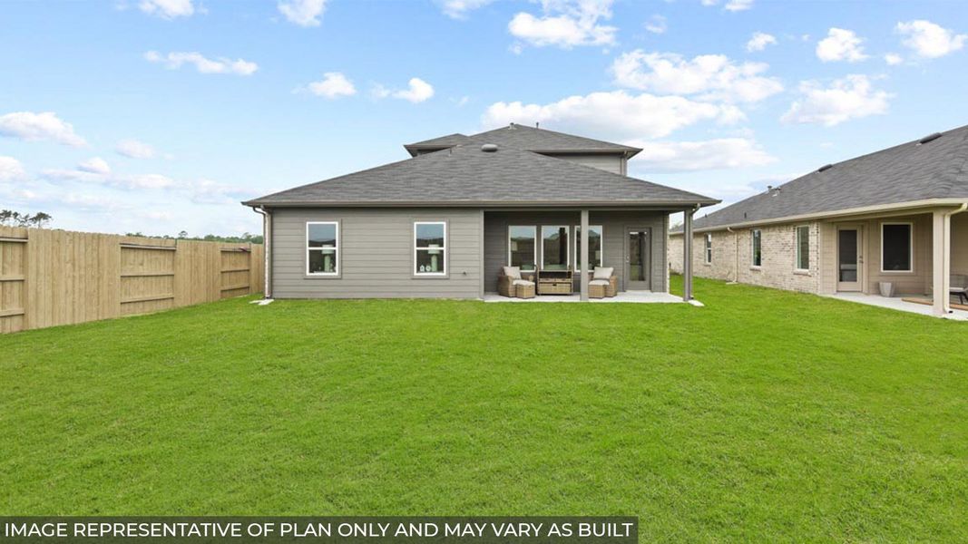 Representative exterior photo of a completed home built from the Rosemont by D.R. Horton in Harrington Trails at The Canopies, New Caney, TX (Image 1).