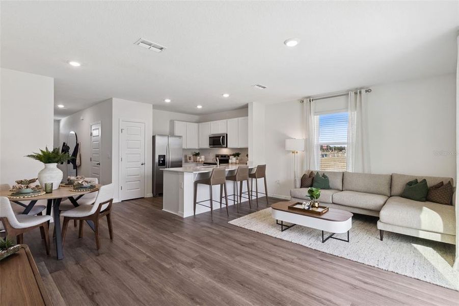 Furnished interior view inside a new home in Danbury at Ridgewood Lakes, Davenport (Image 8). Furnished interior view inside a new home in Danbury at Ridgewood Lakes, Davenport (Image 8).