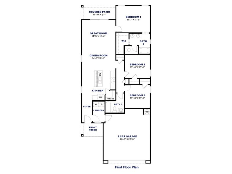 2D floor plan layout of this home in Radiance at Superstition Vistas, Apache Junction, AZ (Image 4).