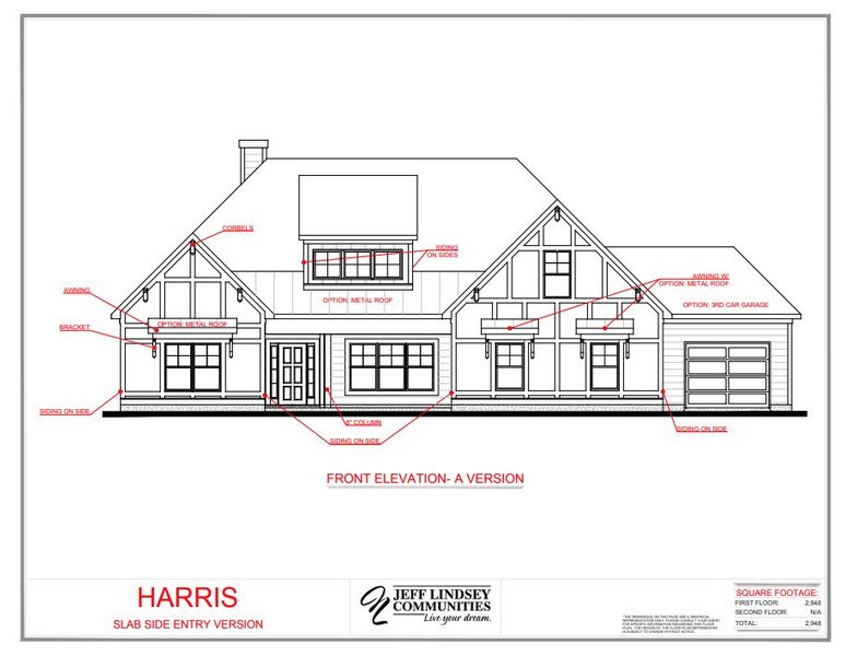 Representative rendering of the exterior for the Harris A by Jeff Lindsey Communities (Image 1).
