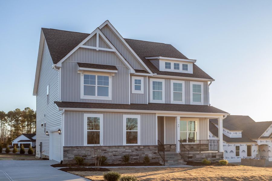 Front exterior of a new home in Berea Farms, Four Oaks, NC, highlighting curb appeal (Image 20).