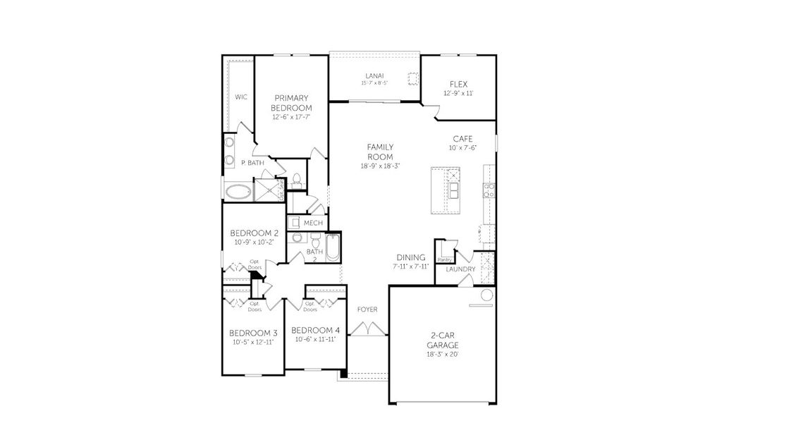 2D floor plan layout for the Fleming II - 60' Homesites by Dream Finders Homes in Seminole Trace, Palm Coast, FL (Image 3).