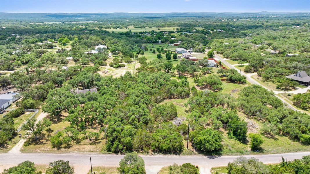 Bird's eye view of a heavily wooded area