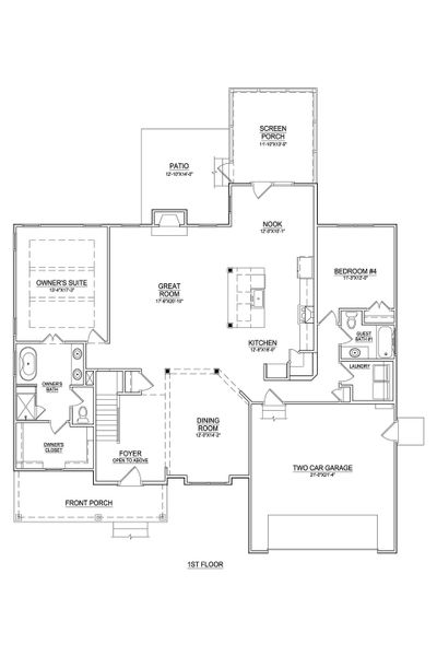 2D floor plan layout of this home in The Preserve at Langston, Greenville, NC (Image 3).
