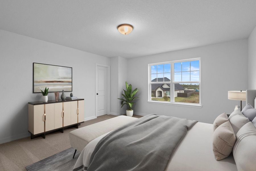 Your secondary bedroom features plush carpet, fresh paint, closet, and a large window that lets in plenty of natural lighting.