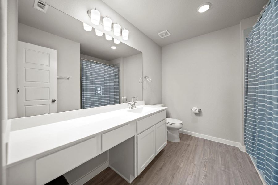 full bathroom upstairs with large vanity full bathroom upstairs with large vanity