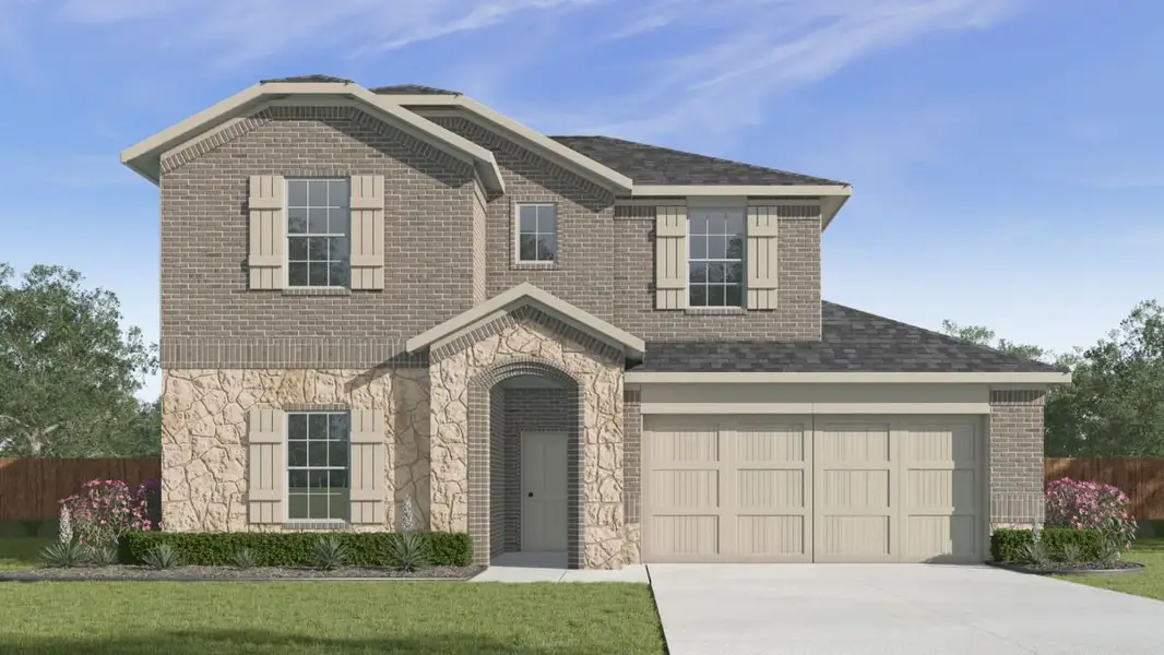 Front exterior of a new home in California Meadows, Arlington, TX, highlighting curb appeal (Image 1). Front exterior of a new home in California Meadows, Arlington, TX, highlighting curb appeal (Image 1).