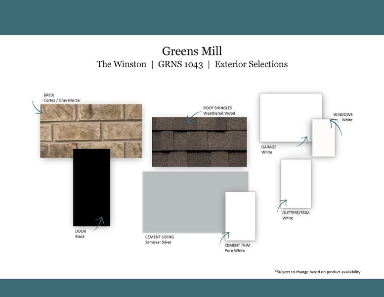 Sample of building materials used in homes in The Landing at Greens Mill, Columbia (Image 40). Sample of building materials used in homes in The Landing at Greens Mill, Columbia (Image 40).