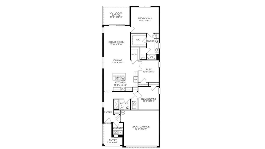 2D floor plan layout for the JENNINGS by D.R. Horton in Lakes of Mount Dora, Mount Dora, FL (Image 3). 2D floor plan layout for the JENNINGS by D.R. Horton in Lakes of Mount Dora, Mount Dora, FL (Image 3).