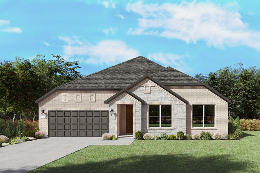 The Boling, a one-story new home design shown with home exterior LS 201 The Boling, a one-story new home design shown with home exterior LS 201