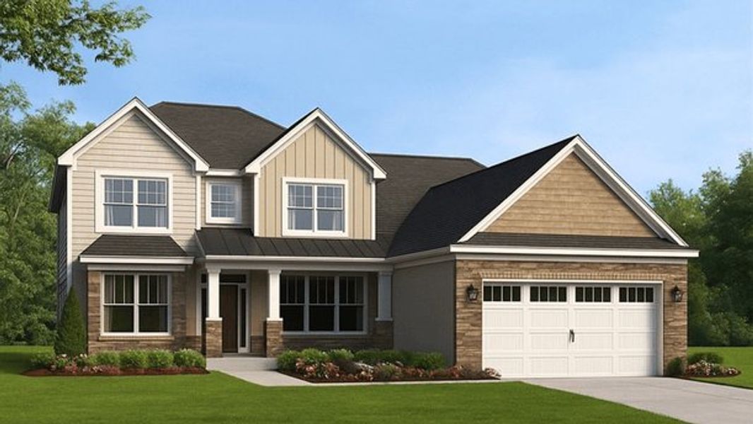 Representative exterior photo of a completed home built from the CARRINGTON by D.R. Horton in Alder Pond, Campobello, SC (Image 1). Representative exterior photo of a completed home built from the CARRINGTON by D.R. Horton in Alder Pond, Campobello, SC (Image 1).