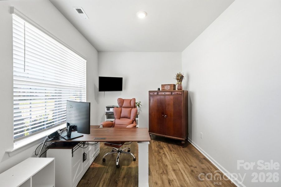 French doors create the perfect work-from-home office or quiet retreat. French doors create the perfect work-from-home office or quiet retreat.