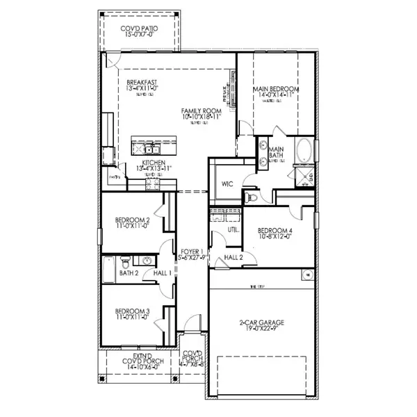 2D floor plan layout for the The Elm by Lillian Custom Homes in Hickory Hill, Sherman, TX (Image 6).