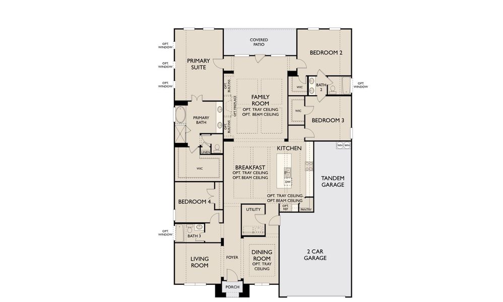 2D floor plan layout for the Avalon III by Ashton Woods in The Heritage at Saddlebrook Ranch 70's, Schertz, TX (Image 3).