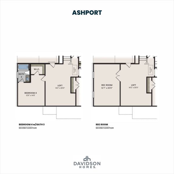 2D floor plan layout for the The Ashport K by Davidson Homes LLC in Montrose, Aberdeen, NC (Image 27).