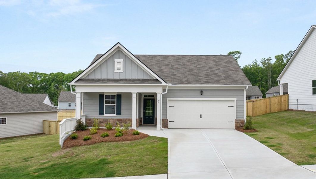 Representative exterior photo of a completed home built from the CALI by D.R. Horton in Lost Creek, Dallas, GA (Image 1).
