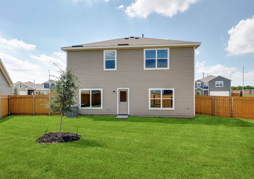 The back yard of the Driftwood is fully fenced-in. The back yard of the Driftwood is fully fenced-in.