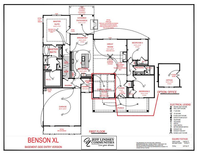 2D floor plan layout for the Benson A XL by Jeff Lindsey Communities in Lamar Farms, Newnan, GA (Image 2).