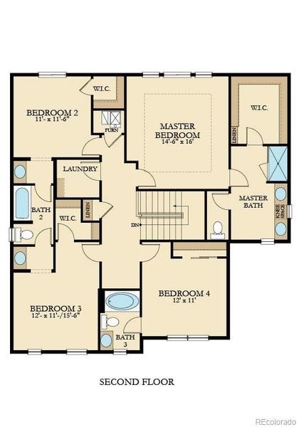 2D floor plan layout of this home in Willow Bend: The Monarch Collection, Thornton, CO (Image 3).