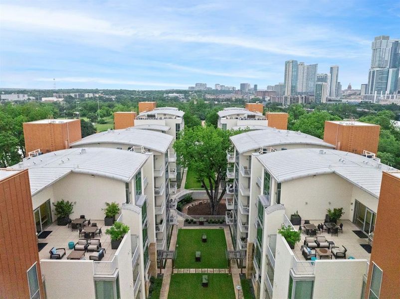 Rooftop Decks, Courtyards & Central Pecan Tree