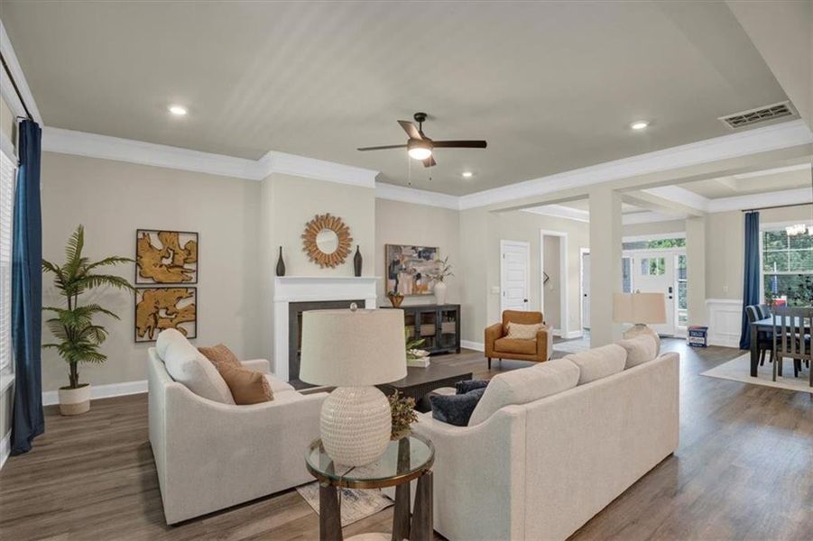 Furnished interior view inside a new home in Tuscany Hills, Douglasville (Image 5). Furnished interior view inside a new home in Tuscany Hills, Douglasville (Image 5).