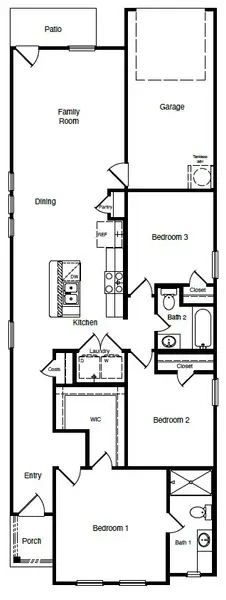 2D floor plan layout of this home in Orchard Village, Fort Worth, TX (Image 2).