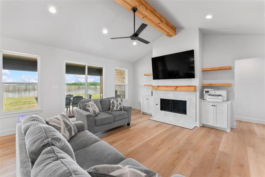 Gas Fireplace and lots of natural light