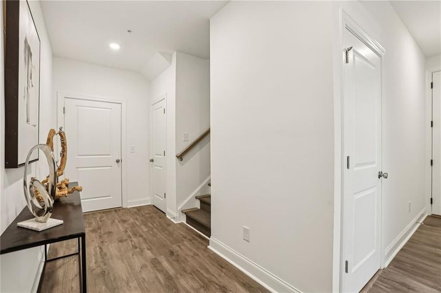 Entrance from the single car garage.