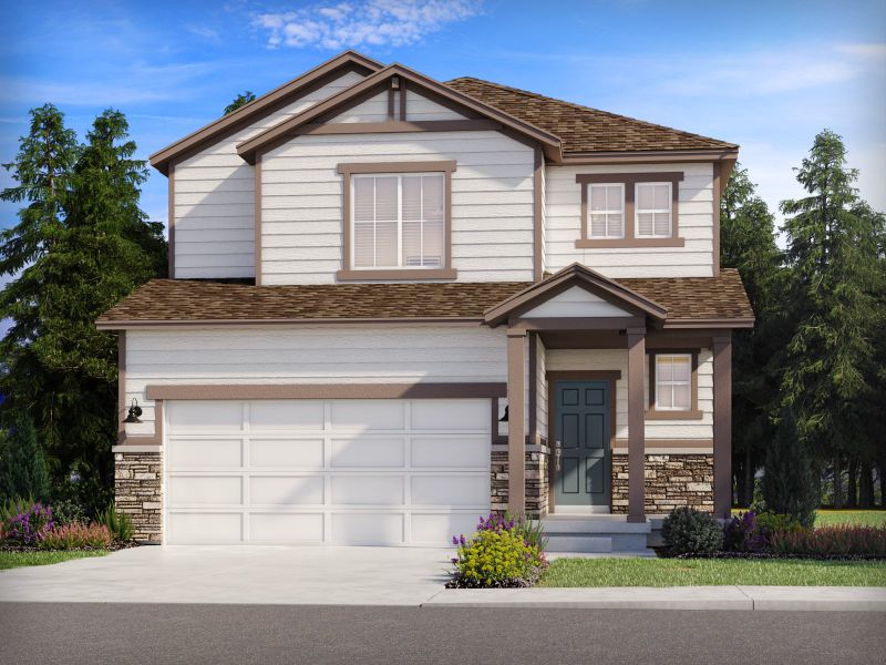 Representative exterior photo of a completed home built from the The Flatiron by Meritage Homes in Lorson Ranch: The Trail Collection, Colorado Springs, CO (Image 12).