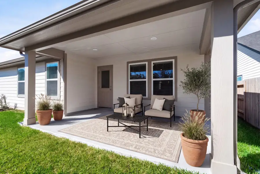 Exterior details and patio area of a home in Montgomery Ridge, Montgomery (Image 3).