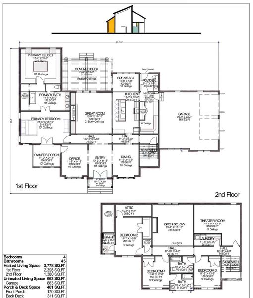 2D floor plan layout of this home in , Davidson, NC (Image 3).