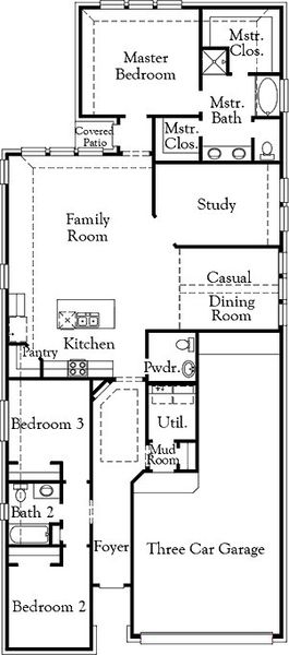 2D floor plan layout for the Yorktown by Coventry Homes in The Highlands 45', Porter, TX (Image 3). 2D floor plan layout for the Yorktown by Coventry Homes in The Highlands 45', Porter, TX (Image 3).