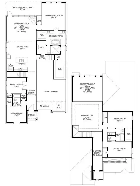 2D floor plan layout of this home in Legacy, League City, TX (Image 2). 2D floor plan layout of this home in Legacy, League City, TX (Image 2).