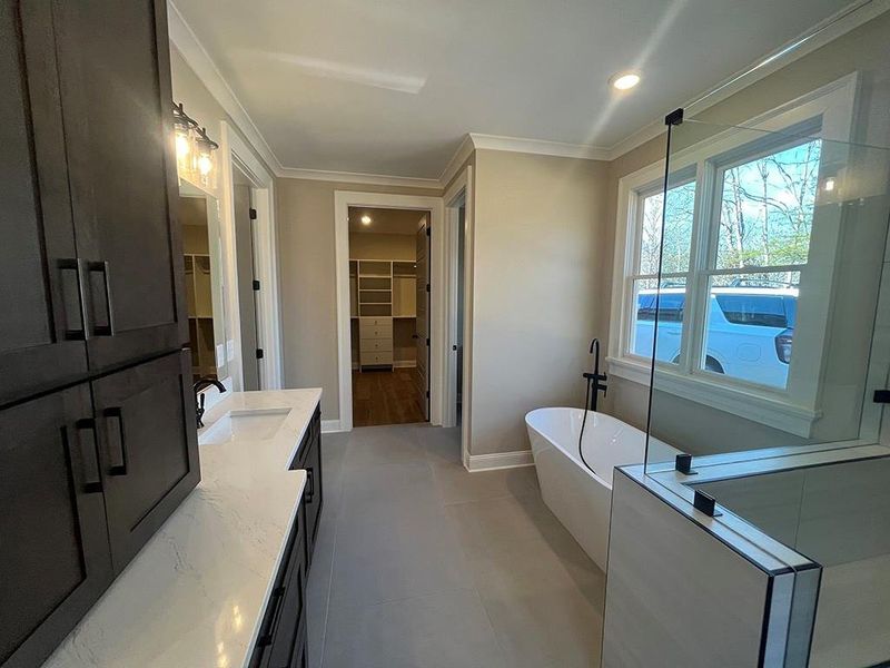 Furnished interior view inside a new home in , White (Image 38).