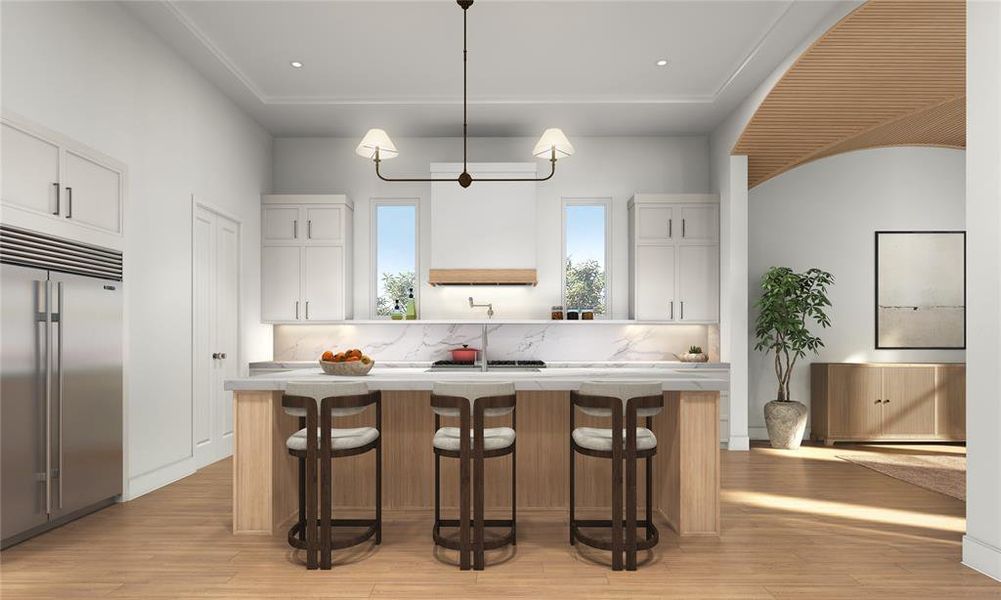 The heart of the home, this open and inviting kitchen boasts plenty of counter space, storage, and roomfor culinary creativity. Ideal for cooking or casual entertaining, its modern design effortlessly blendsfunctionality and style to elevate every meal preparation.