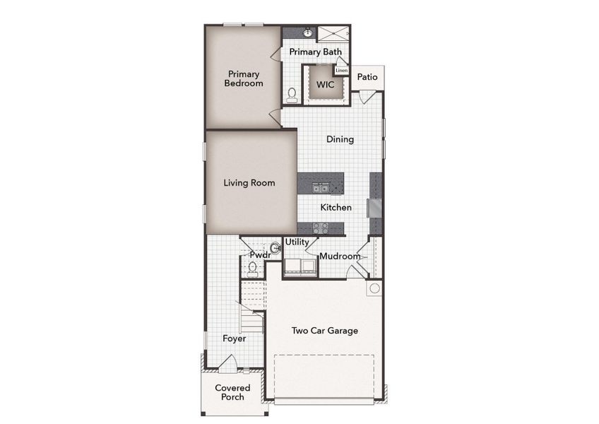 2D floor plan layout for the Azalea 2446 by Brohn Homes in Azalea, Pattison, TX (Image 3).