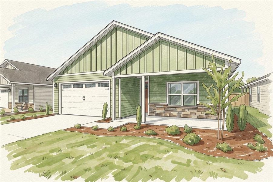 Exterior rendering of this home design in , Newberry, FL (Image 3). Exterior rendering of this home design in , Newberry, FL (Image 3).